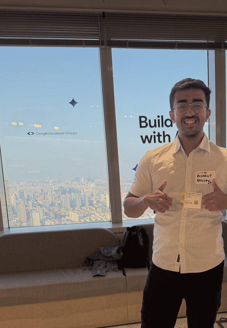 Rushant at Google Shanghai during a developer gathering